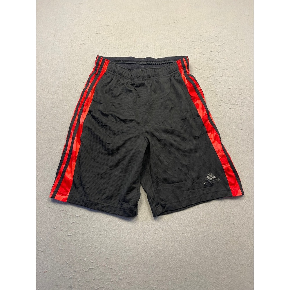 Adidas Athletic Shorts Mesh Polyester Black Red Camo Small Youth Boys